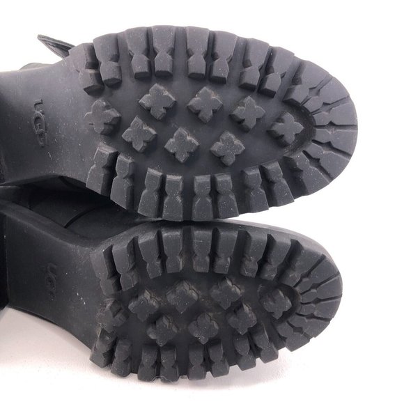 UGG Fern Black Leather Moto Boots 6 - Picture 12 of 12